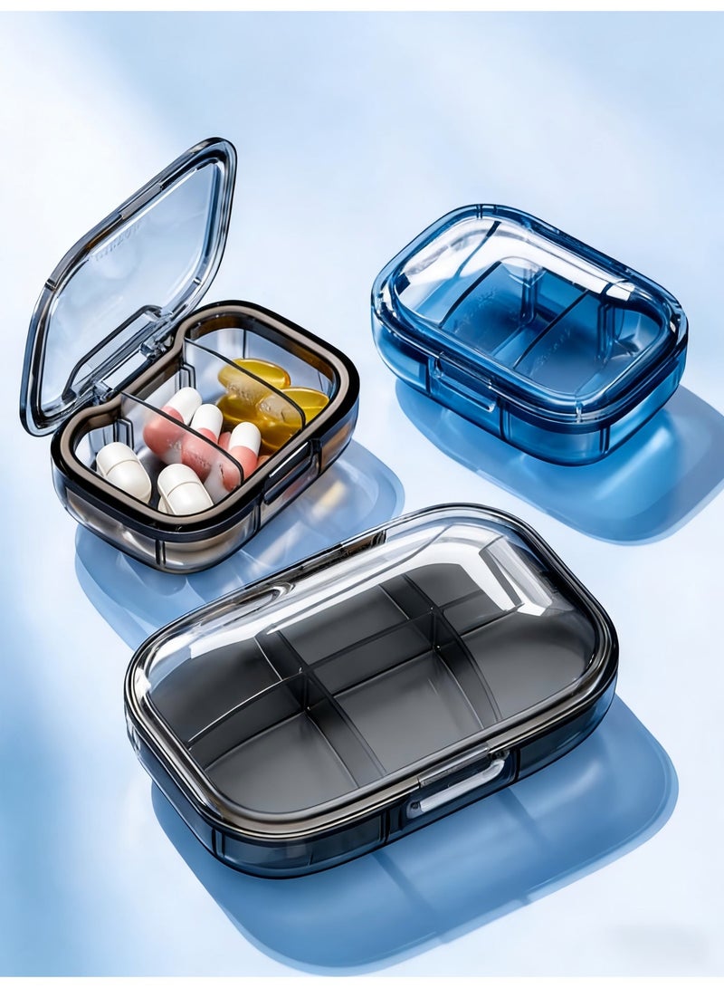 3-Pack Assorted Color Pill Boxes, Red + Blue + Gray, 3 Compartment Moisture-Proof Medicine Organizers, Family-Safe Pill Cases for Daily Use - Image 1